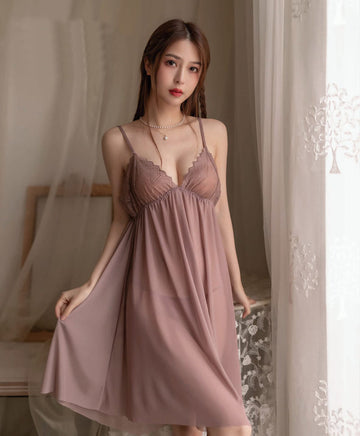 Dusty Rose Lace Chiffon Nightgown