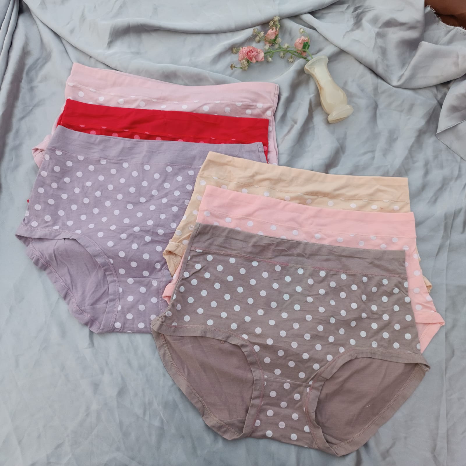 Dotted Cotton High Waist Underwear