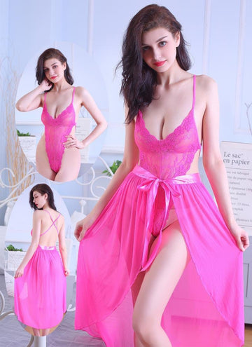 Pink Lace & Mesh Babydoll