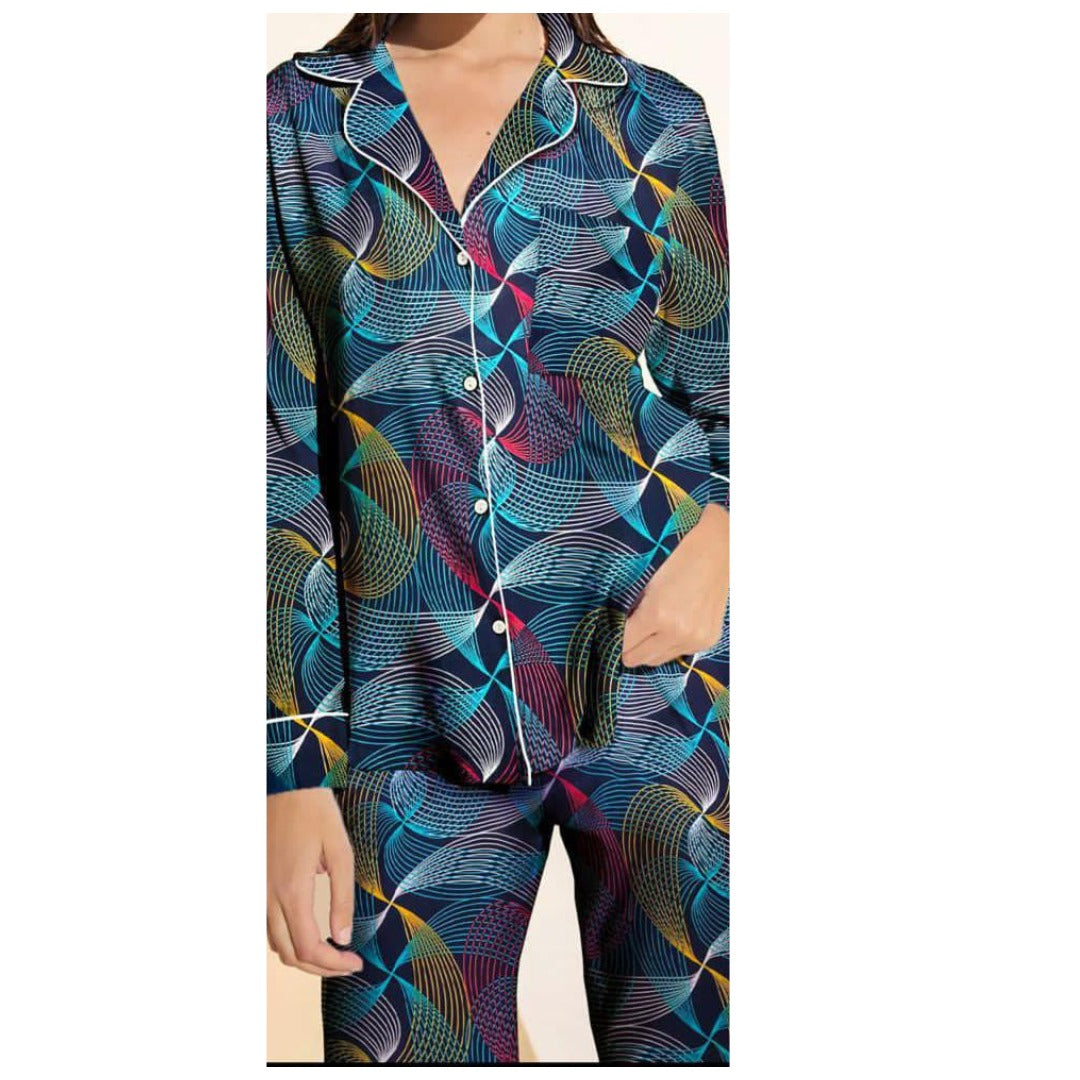 Abstract Geometric Print Pajama Set