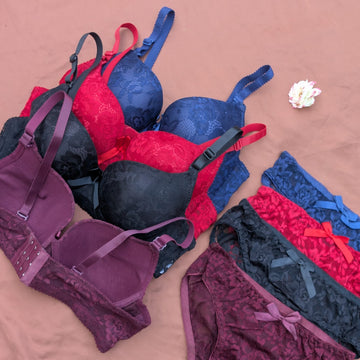 Deep Cup Wired Single Padded Bridal Bra Set
